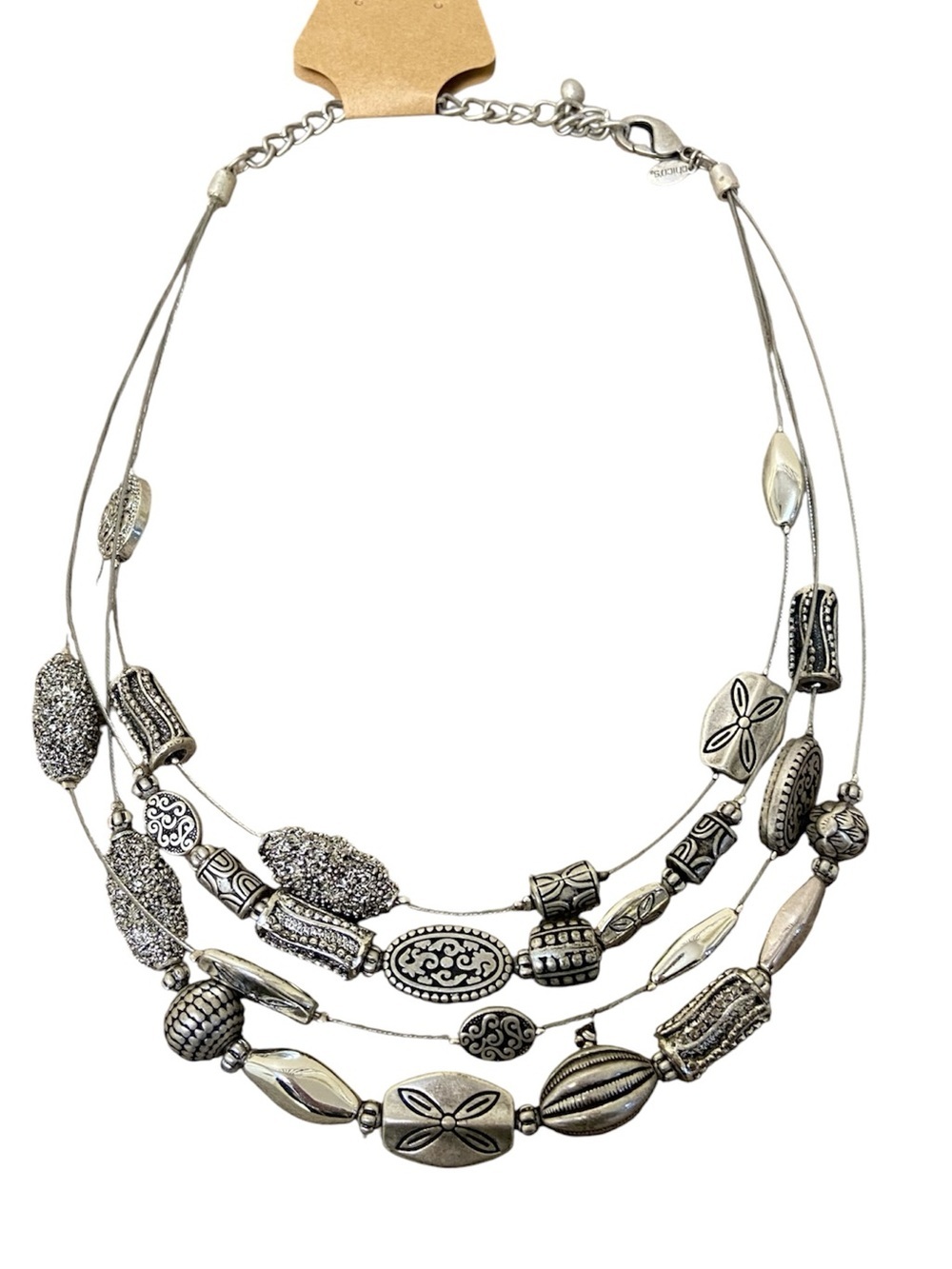 Chico’s Layered Silver toned Bead Necklace southwestern